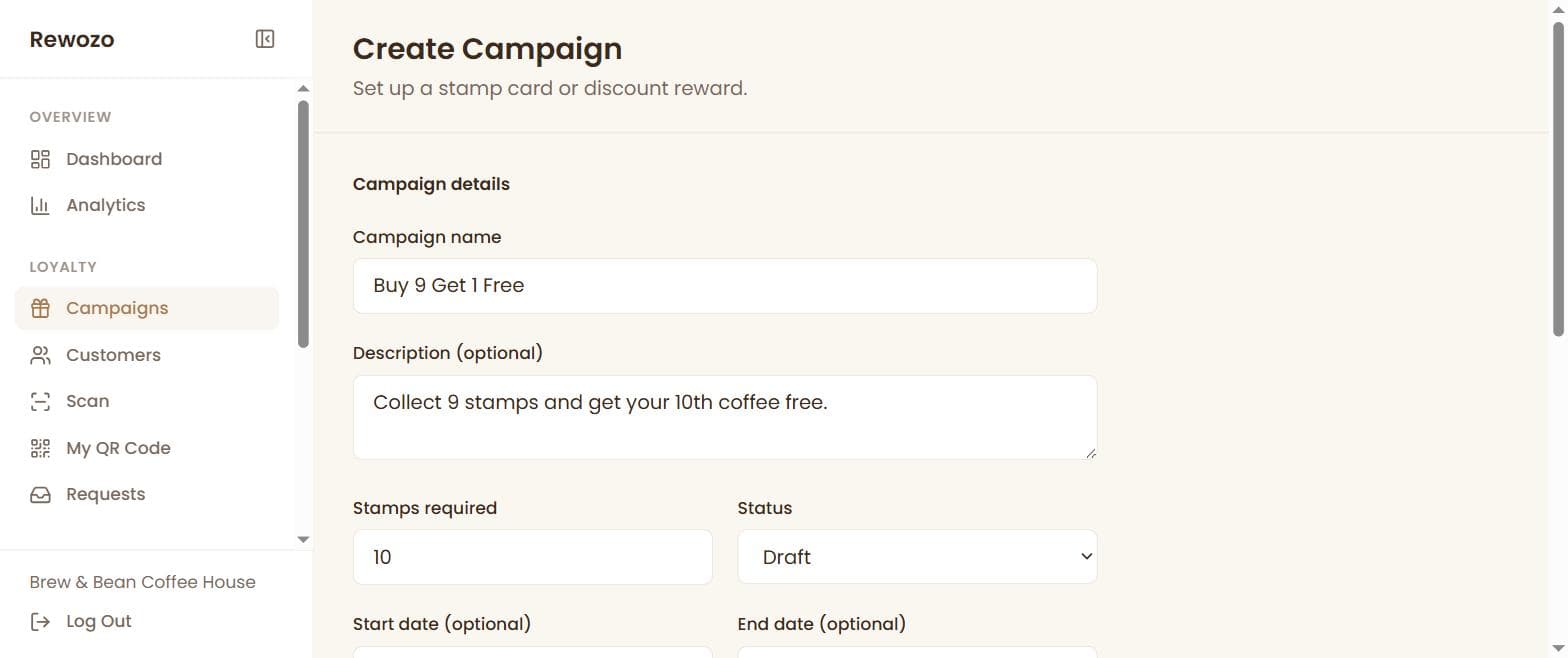 Create your loyalty campaign